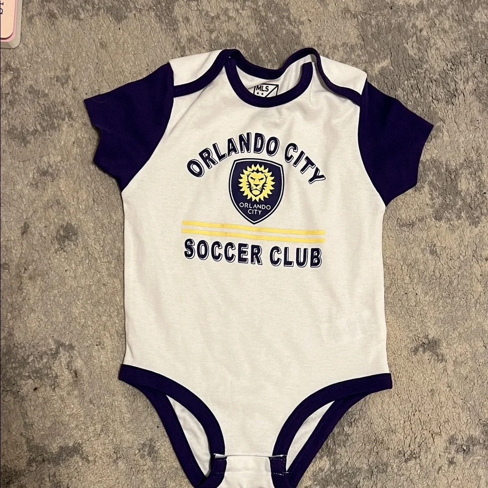 NWT Orlando FC Kids Onesie Set - Yellow, White, and Purple - 18 mo - Picture 2 of 7